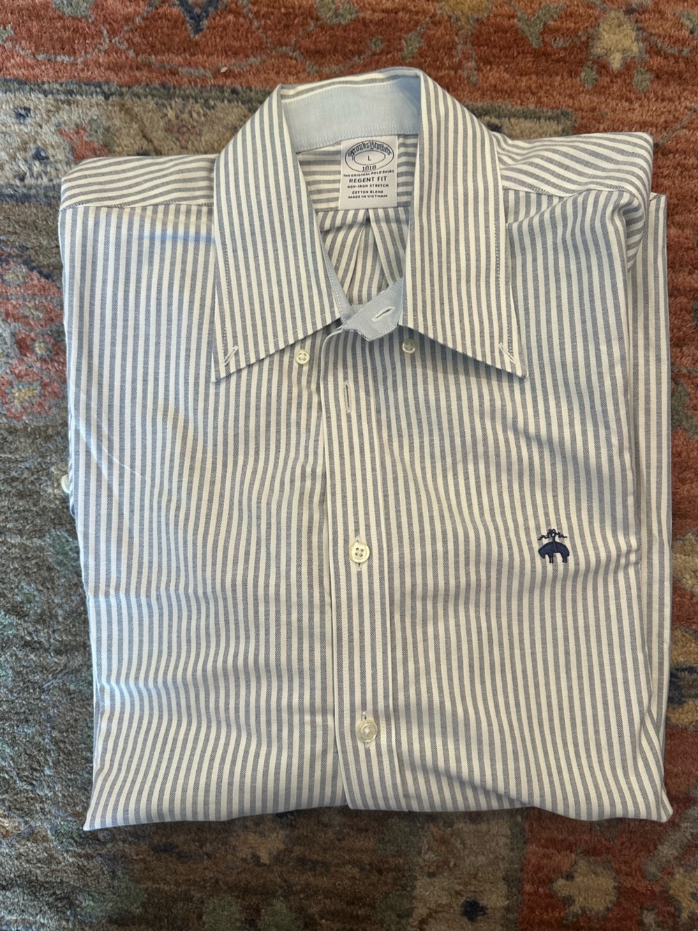 Brooks Brothers Blue & White Striped Button-Down Shirt